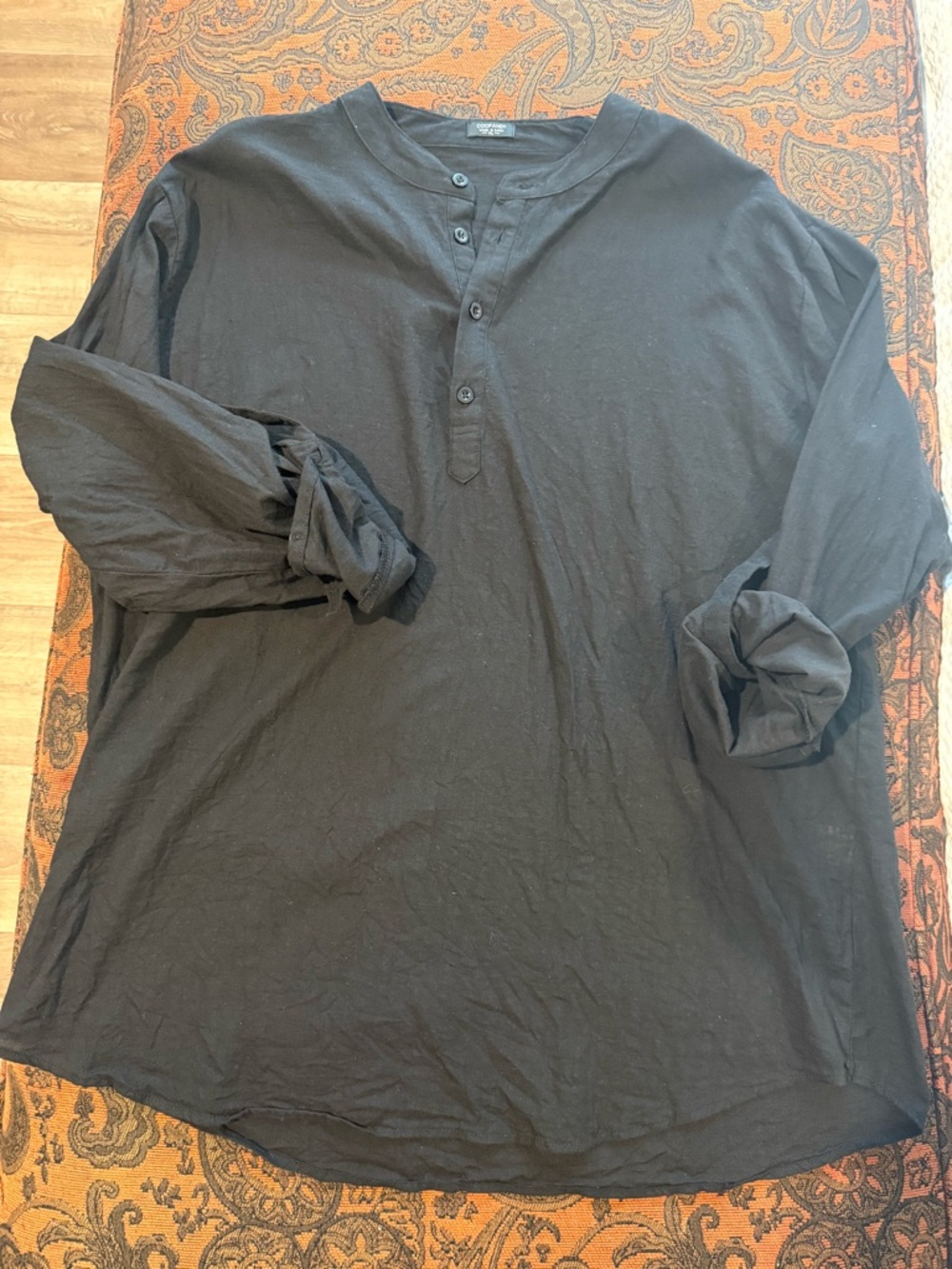 COOFANDY - Classic Men's Black Long-Sleeve Henley Shirt